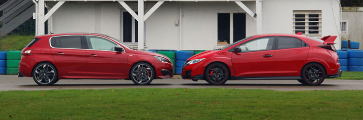 comparatif peugeot 308 gti 270 honda civic type r fk2